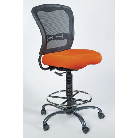 OFFICESOURCE Armless, Mesh Back Task Stool with Black Upholstered Seat, Footring and Titanium Steel Base 7851NSFOR